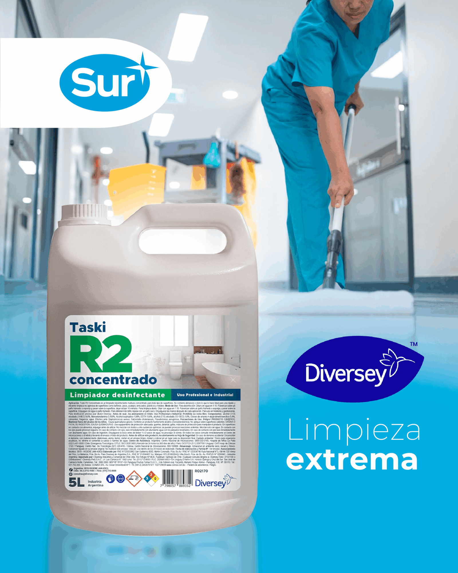 En este momento estás viendo Taski R2 Concentrado: Limpieza y desinfección “extrema” para superficies lavables en instituciones.